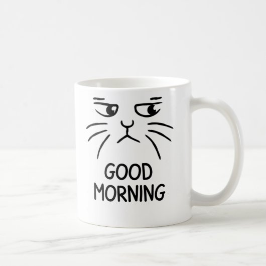 Good Morning – Grumpy Cat Face Coffee Mug (Droite)