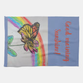Good Morning Rainbow Monarch Art Serviette de cuis (Horizontal)