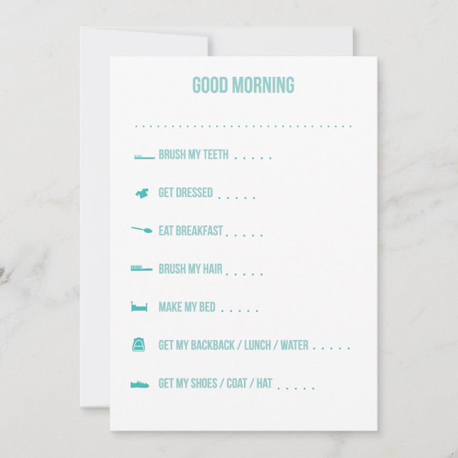 Good Morning Routine Checklist / Blauwgroen (Voorkant)