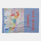 Good Morning Waterverf Unicorn Art Kitchen Towel Theedoek (Horizontaal)