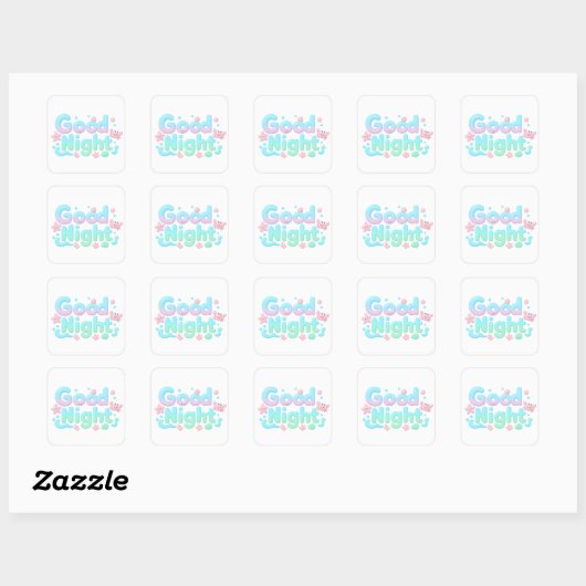 Good Night Glossy Ocean Pastel Text Vierkante Sticker (Vel)