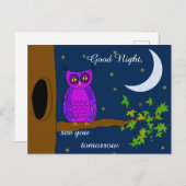 Good Night Owl Message Briefkaart (Voorkant / Achterkant)