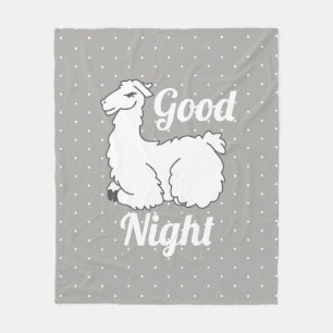 Good Night Sleepy Llama & Polka Dots Fleece Deken