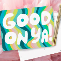 GOOD ON YA Bubble Letters Roze Groen Strepen