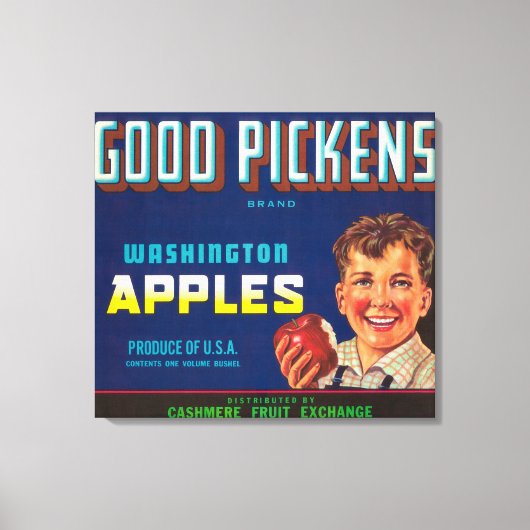 Good Pickens Apple Label - Cashmere, WA Canvas Afdruk (Voorkant)
