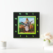 Good Shepherd Green Square Clock Vierkante Klok (Huis)