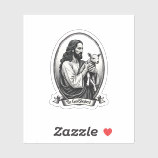 Good Shepherd Jesus Vintage Engraving Faith Shirt  Sticker