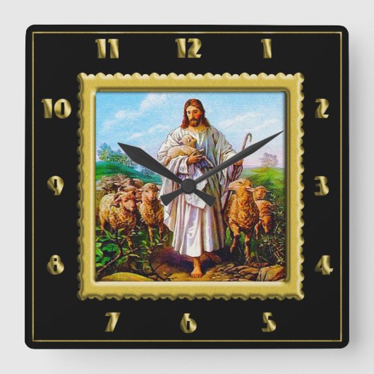 Good Shepherd Square Clock Vierkante Klok (Voorkant)