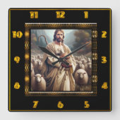 Good Shepherd Square Clock Vierkante Klok (Voorkant)