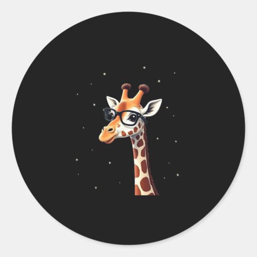 Good Time Hipster Giraffe T-Shirt Men's Women's Ch Ronde Sticker (Voorkant)