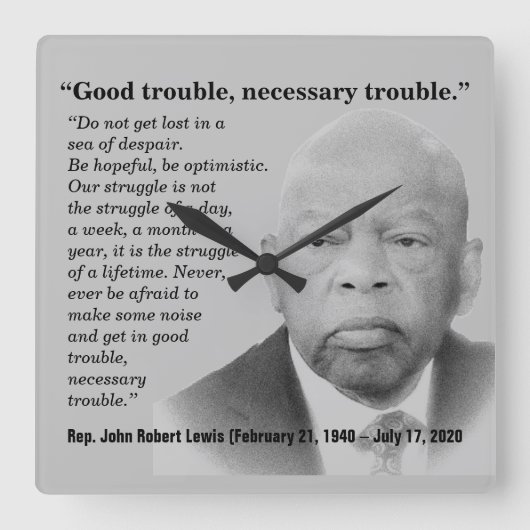 Good Trouble, John Lewis, gray Vierkante Klok (Voorkant)