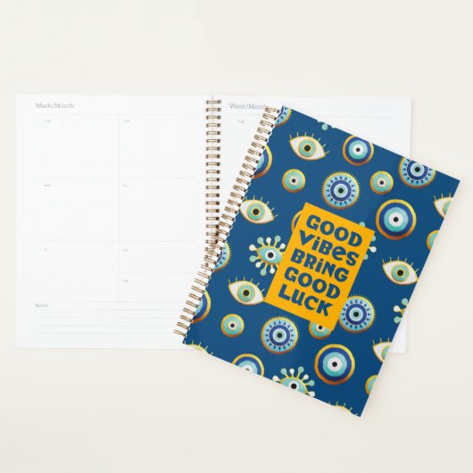 Good Vibes apporte Good Luck mauvais oeil Planner (Devant avec enveloppe)