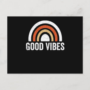 Good Vibes, Cool  retro rainbow T-Shirt Briefkaart