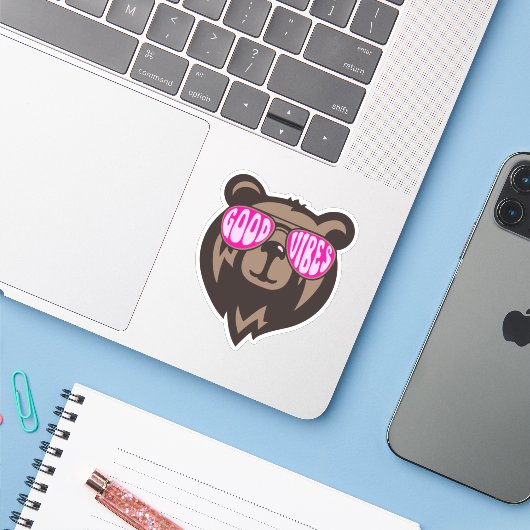 Good Vibes Funny Beer Stickers (Laptop met iPhone)