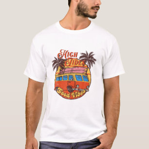Good Vibes High Tides Retro 60S Faded Summer Gift T-shirt