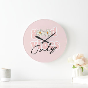 Good Vibes only 70's Hippie Slogan Grote Klok