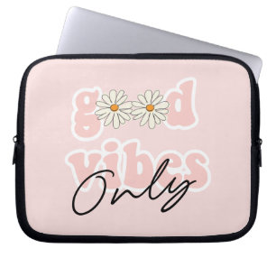 Good Vibes only 70's Hippie Slogan Laptop Sleeve