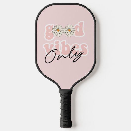 Good Vibes only 70's Hippie Slogan Pickleball Paddle (Voorkant)
