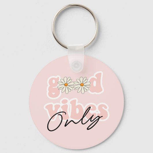 Good Vibes only 70's Hippie Slogan Sleutelhanger (Voorkant)