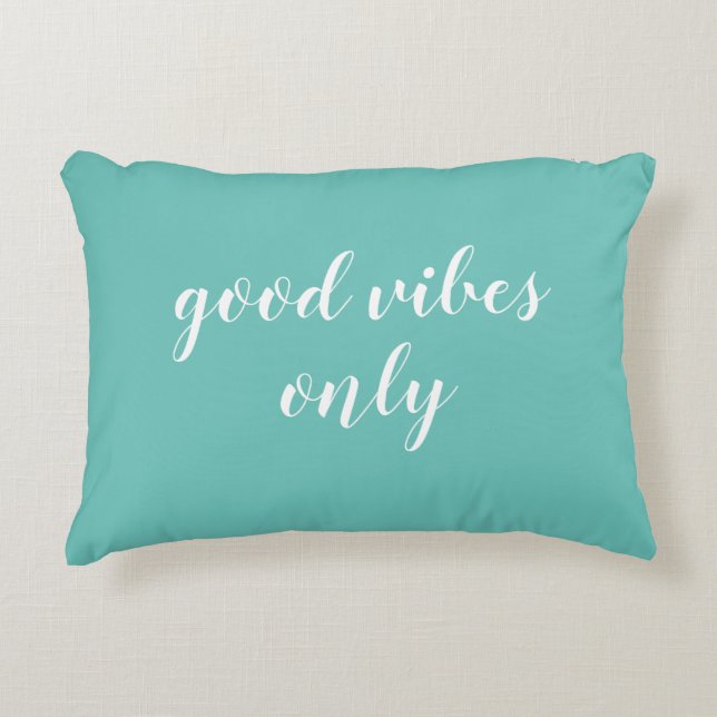 Good Vibes Only Beach Turquoise Accent Coussin (Devant)