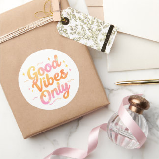 Good Vibes Only Bright Colorful Quote Gift Design Ronde Sticker