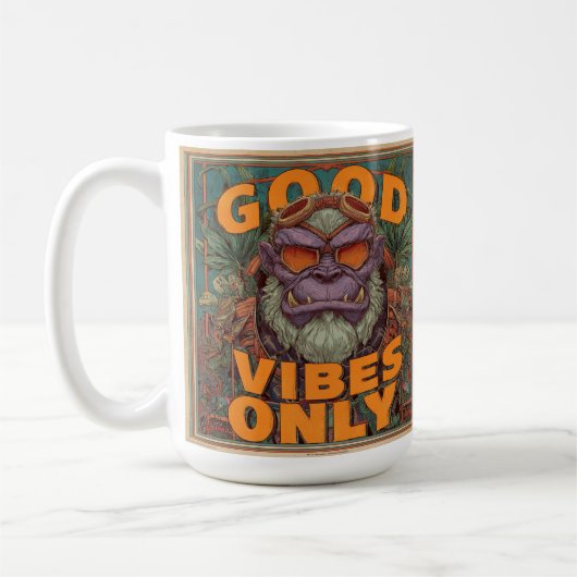 Good Vibes Only Coffee Mug – Bold Gorilla Design (Gauche)