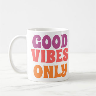 Good Vibes Only – Colorful Text on Cute White Mug Koffiemok