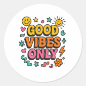 Good Vibes Only Funky Doodle Sticker (Voorkant)