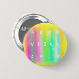 Good Vibes Only Happy Colorful Waterverf Painting Ronde Button 5,7 Cm
