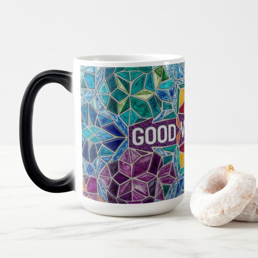 Good Vibes Only modern mosaic pattern ceramic mug (Avec donut)