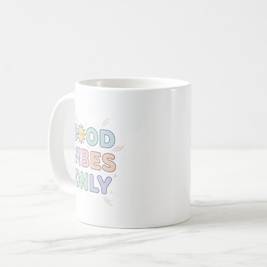 Good Vibes Only Mok – Schattige pastel zonneschijn (Voorkant links)