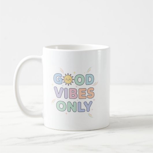 Good Vibes Only Mug - Cute Pastel Sunshine Design (Gauche)