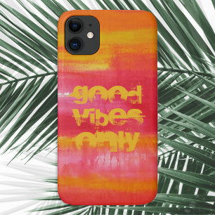 "Good Vibes Only" Quote Roze Rood Geel Abstract iPhone 11 Hoesje