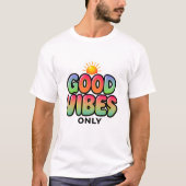 Good Vibes Only Rainbow Retro Zon T-shirt (Voorkant)