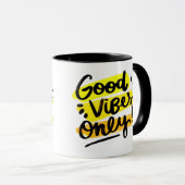 Good Vibes Only Retro Mug - Sip Positivity Daily! (Devant droit)