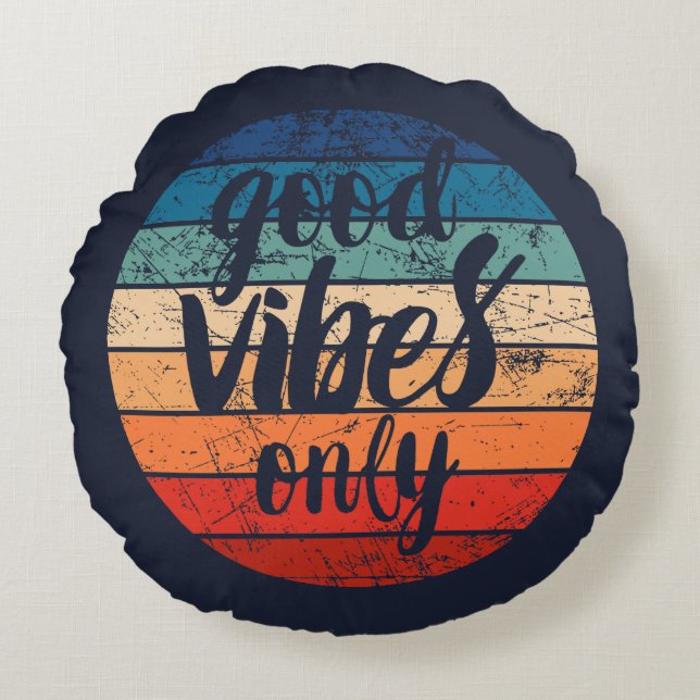 Good Vibes Only Rond Kussen (Voorkant)