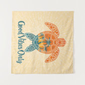 Good Vibes Only Tropical Sunset Zee Schildpad Ontw Wandkleed (Voorkant (horizontaal))