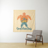 Good Vibes Only Tropical Sunset Zee Schildpad Ontw Wandkleed (In situ)