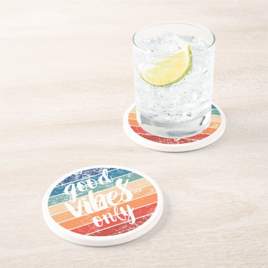 Good Vibes Only Zandsteen Onderzetter (Zijkant)