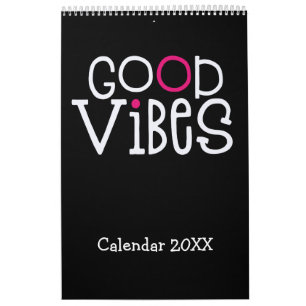Good Vibes Positive Quotes Pink Black 2022 Kalender