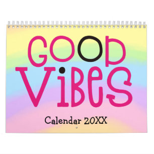 Good Vibes Positive QuoteTypography Rainbow 2022 Kalender