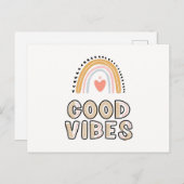 Good Vibes Rainbow Boho Lettering Briefkaart (Voorkant / Achterkant)