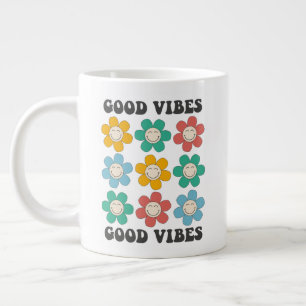 Good Vibes Retro Colorful Daisy Flowers Extra Grote Beker