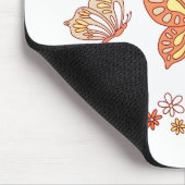 Good Vibes Retro Hippie Flower Butterfly Name Muismat (Hoek)