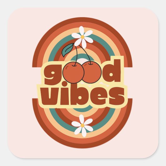 Good Vibes Vierkante Sticker (Voorkant)