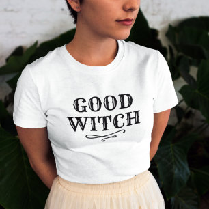 Good Witch Black en White Womens Halloween T-shirt
