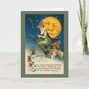 Good Witch Riding By - Halloween Card Kaart
