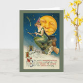 Good Witch Riding By - Halloween Kaart (Gele Bloem)