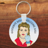 Goodbye 2020 Welcome 2021 Funny Retro Lady Flippin Sleutelhanger (Voorkant)