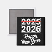 Goodbye 2025 Hello 2026 Clock Happy New Year Party Magneet (Voorkant / Achterkant)